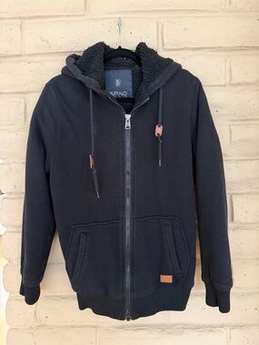 Buffalo David Bitton Black Sherpa-Lined Zip Hoodie Jacket